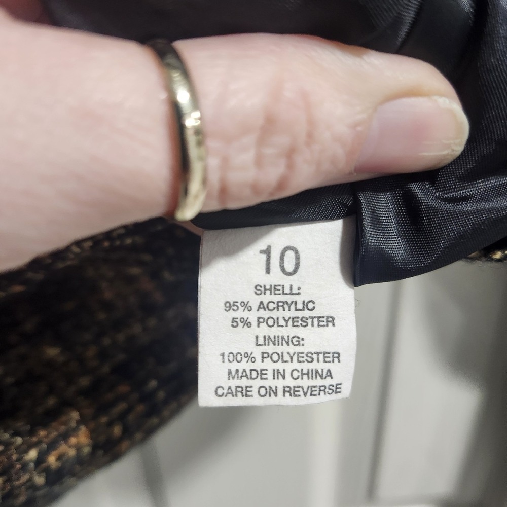 Briggs Petite Women's Blazer Size 10 Black Gold‎ Textured Jacket Lined - Picture 6 of 10